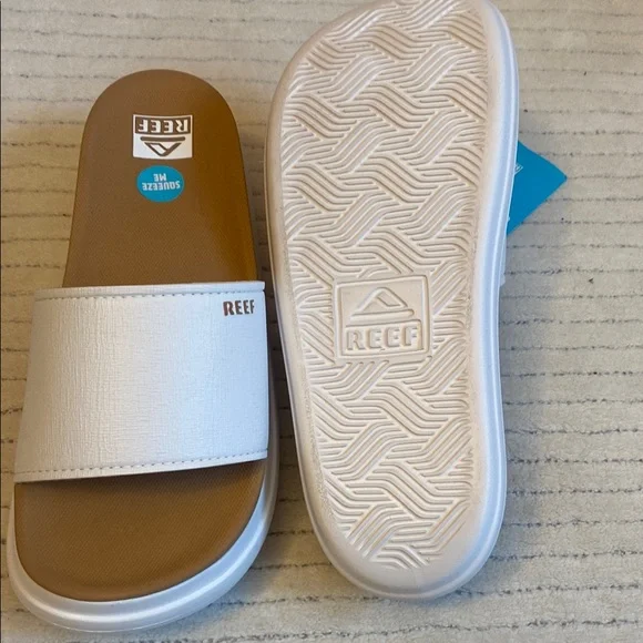 Reef White and Brown Slide Sandals - Picture 6 of 8
